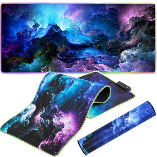 LED RGB háttérvilágítású gaming egérpad, 80×30 cm, USB, csúszásmentes