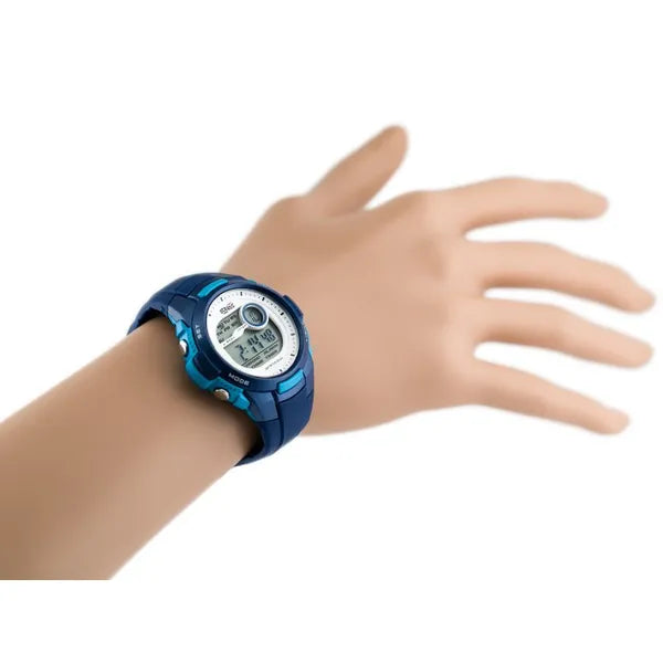 Női digitális karóra WR100 vízálló, kronográffal, kék szíjjal