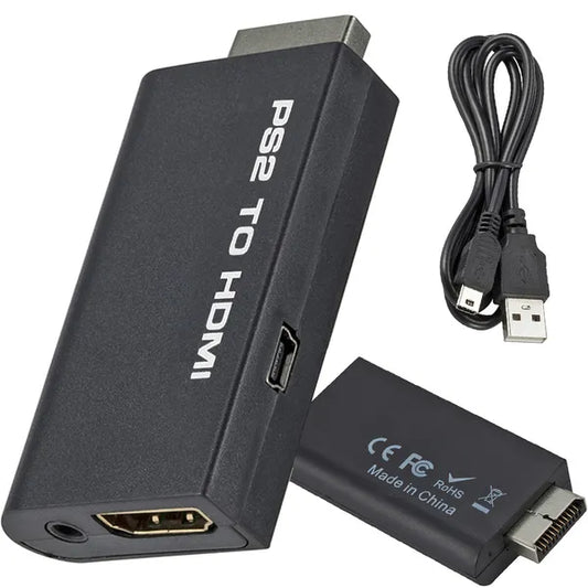 PS2-HDMI átalakító adapter 3,5 mm jack hangkimenettel, fekete