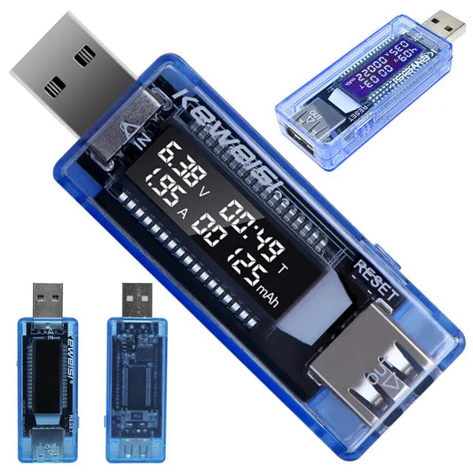USB feszültség- és árammérő teszter, 3.7-30 V / 0-5 A, LCD kijelző