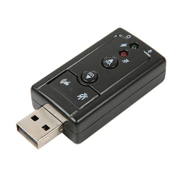 USB külső hangkártya 7.1, 3,5 mm fejhallgató/mikrofon jack, fekete