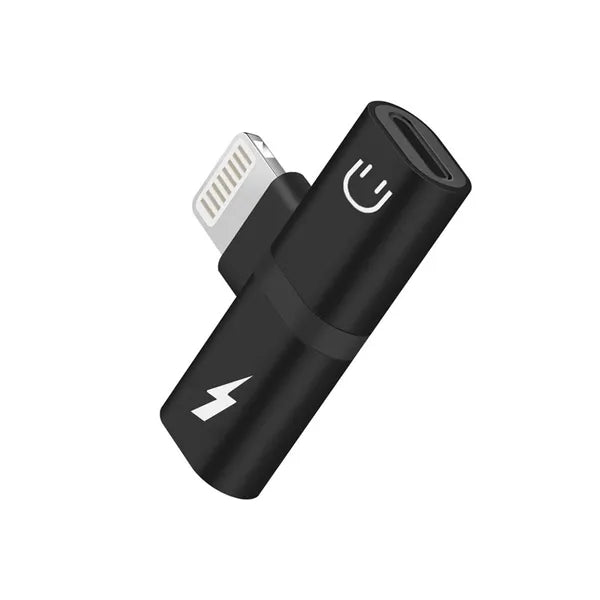 Lightning 2-az-1-ben adapter iPad/iPhone-hoz, töltés+audio, fekete