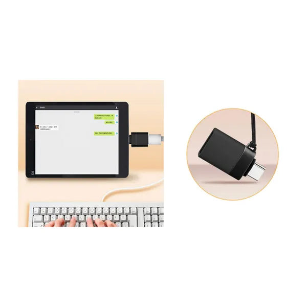 USB-C – USB-A 3.0 OTG adapter fekete, adatátvitel & töltés