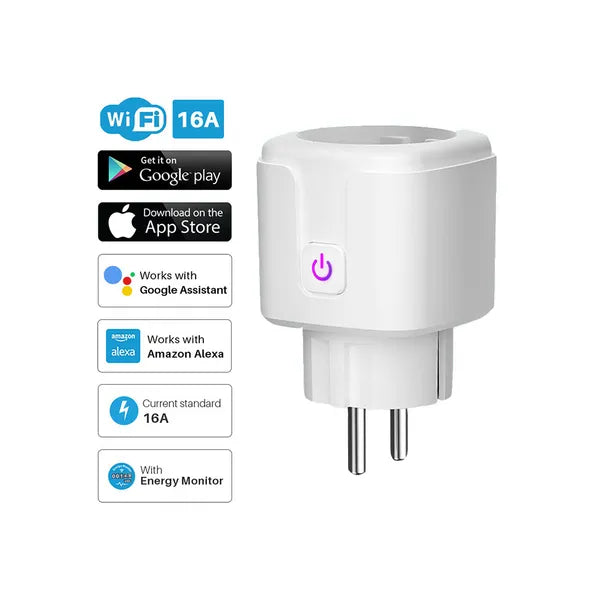 Okos WiFi konnektor 16 A időzítővel, Smart Life hangvezérlés