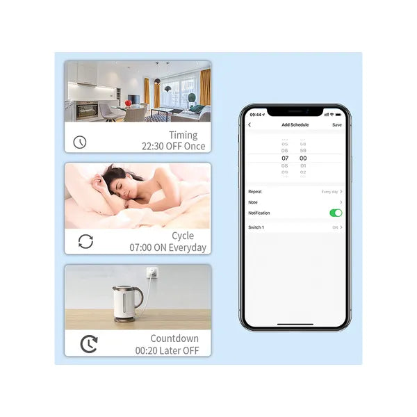 Okos WiFi konnektor fogyasztásmérővel, 16A/3680W, Smart Life