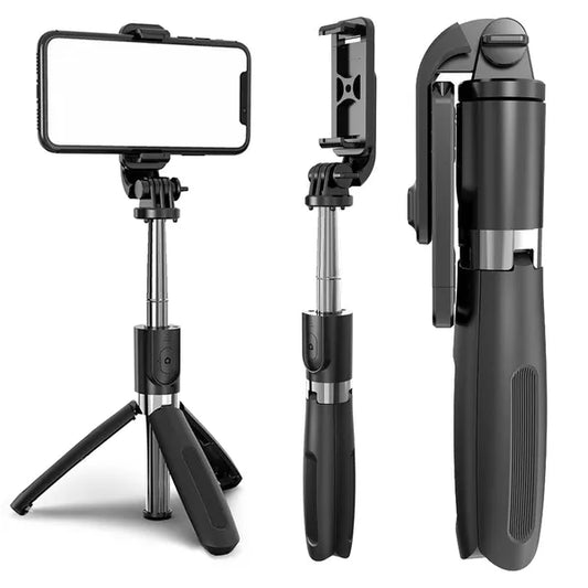 Összecsukható selfie bot-állvány Bluetooth távkioldóval, 100 cm, fekete