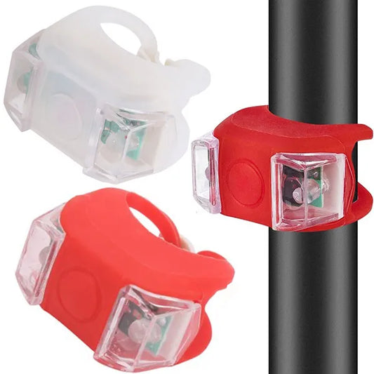 Szilikon LED kerékpár lámpa szett, első+hátsó, vízálló, 3 mód, 2 db