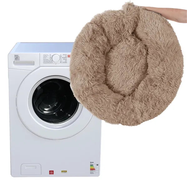 Kerek kutyafekhely 80 cm, barna, csúszásgátló, poliészter L