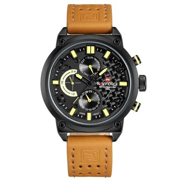 Naviforce Huster férfi karóra 47 mm, bőrszíj, dátumkijelzés, WR30