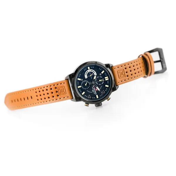Naviforce Huster férfi karóra 47 mm, bőrszíj, dátumkijelzés, WR30