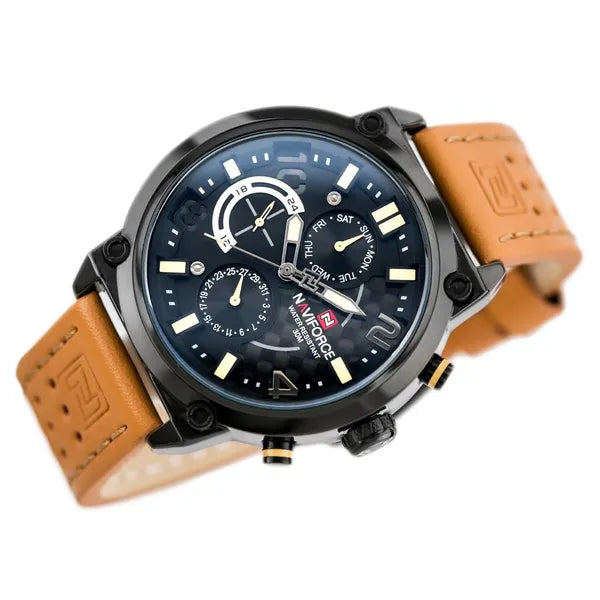 Naviforce Huster férfi karóra 47 mm, bőrszíj, dátumkijelzés, WR30