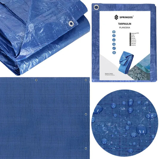 Kék polietilén ponyva 3×4 m, 60 g/m², alumínium ringlisekkel