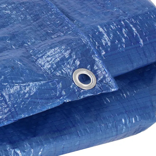 Kék polietilén ponyva 3×4 m, 60 g/m², alumínium ringlisekkel