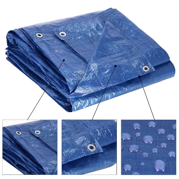 Kék polietilén ponyva 3x5 m, 60 g/m², vízálló, UV-védett