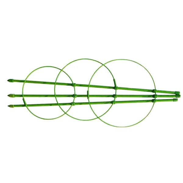 Kör alakú növénytámasz 60 cm, 3 fém gyűrűvel, zöld