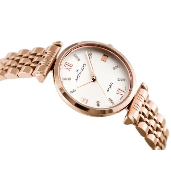 Női rosegold kvarc karóra cirkónia számlappal, WR30, antiallergén