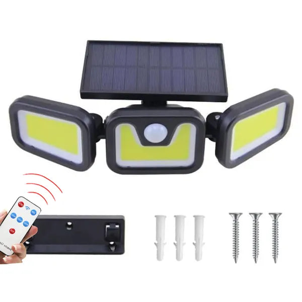 Napelemes 103 COB LED kültéri lámpa, mozgás-/alkonyérzékelő, távirányító, IP67
