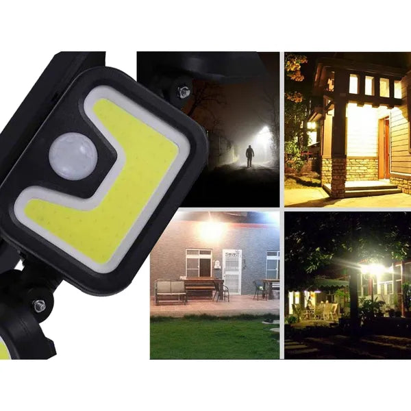 Napelemes 103 COB LED kültéri lámpa, mozgás-/alkonyérzékelő, távirányító, IP67