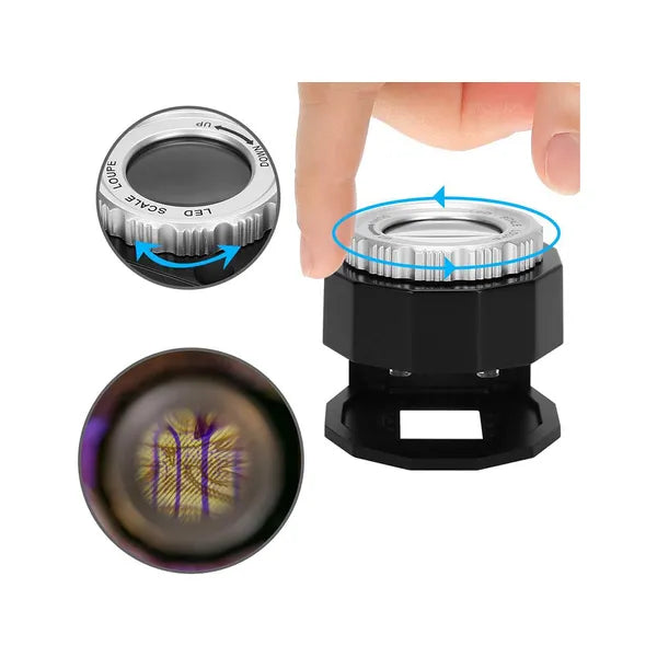Ékszerész nagyító mikroszkóp 30×, 3 LED + UV, hordozható