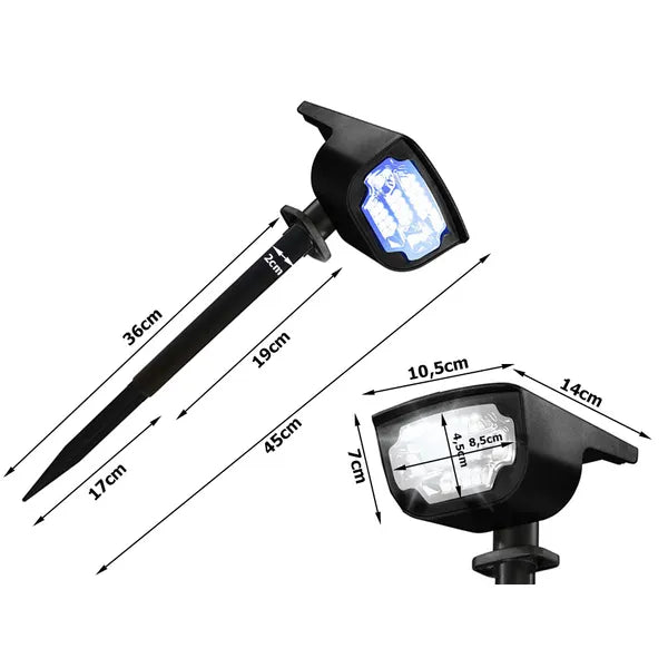 Napelemes LED kerti lámpás, RGB/fehér fény, IP65, 45 cm, leszúrható/fali