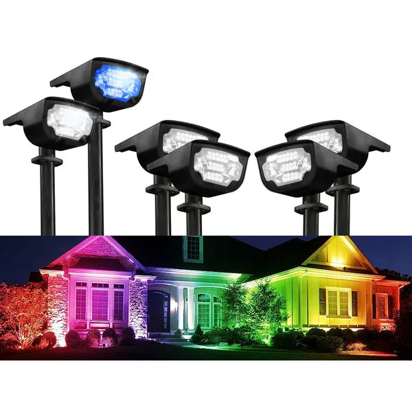Napelemes LED kerti lámpás, RGB/fehér fény, IP65, 45 cm, leszúrható/fali
