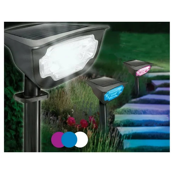 Napelemes LED kerti lámpás, RGB/fehér fény, IP65, 45 cm, leszúrható/fali