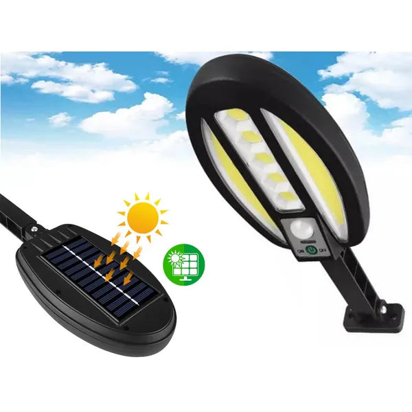 95 LED-es COB napelemes kültéri lámpa IP67, mozgás- és alkonyérzékelő