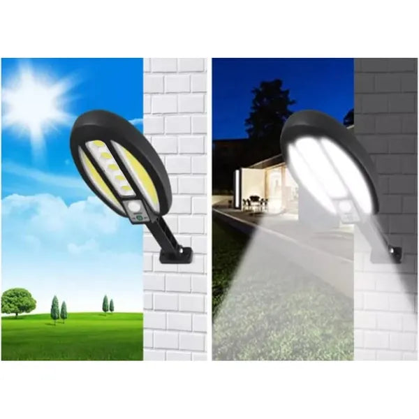 95 LED-es COB napelemes kültéri lámpa IP67, mozgás- és alkonyérzékelő