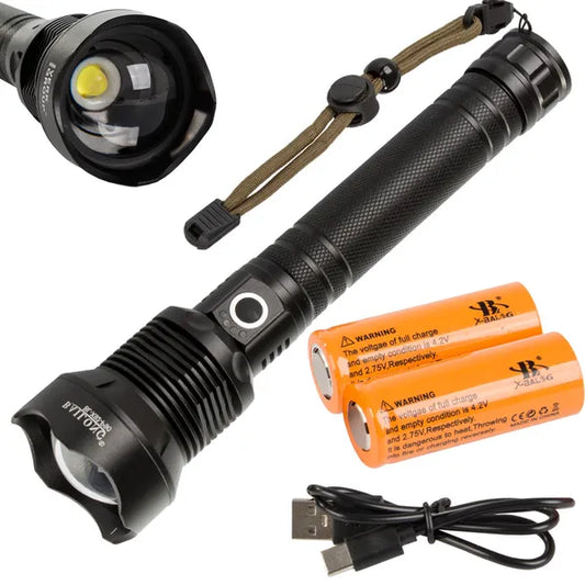 Bailong X92 taktikai LED zseblámpa XHP90, 1000 m hatótáv, USB-C tölthető