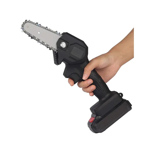 Mini 4″ akkumulátoros láncfűrész 24 V, 10 cm vágáshossz, fekete