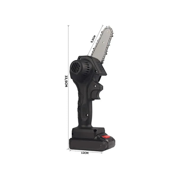 Mini 4″ akkumulátoros láncfűrész 24 V, 10 cm vágáshossz, fekete