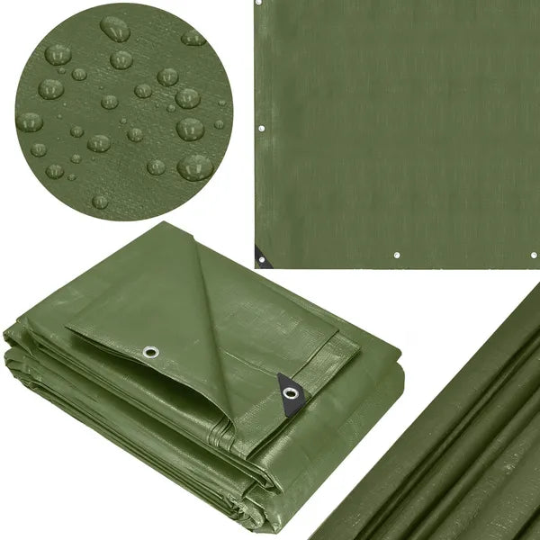 Vízálló PE ponyva 4×6 m sötétzöld/ezüst, 120 g/m², alu ringlik