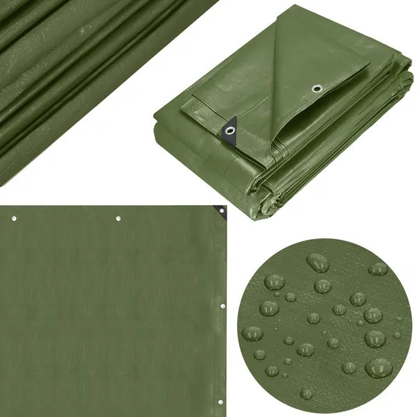 Vízálló PE ponyva 4×6 m sötétzöld/ezüst, 120 g/m², alu ringlik