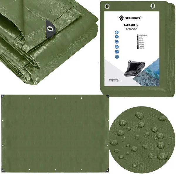 Vízálló PE ponyva 4×6 m sötétzöld/ezüst, 120 g/m², alu ringlik