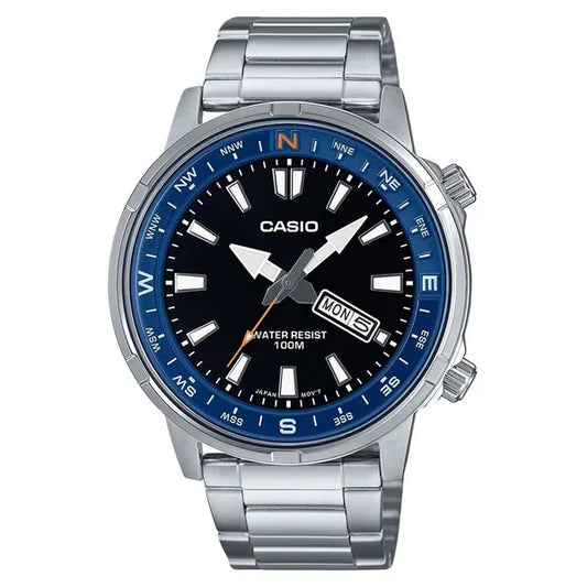 Casio férfi karóra MTD-130D-1A2, rozsdamentes acél, WR100, fekete számlap