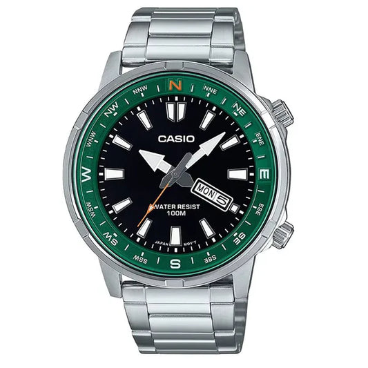 Casio MTD-130D-1A3 férfi karóra, acél szíj, WR100, kvarc