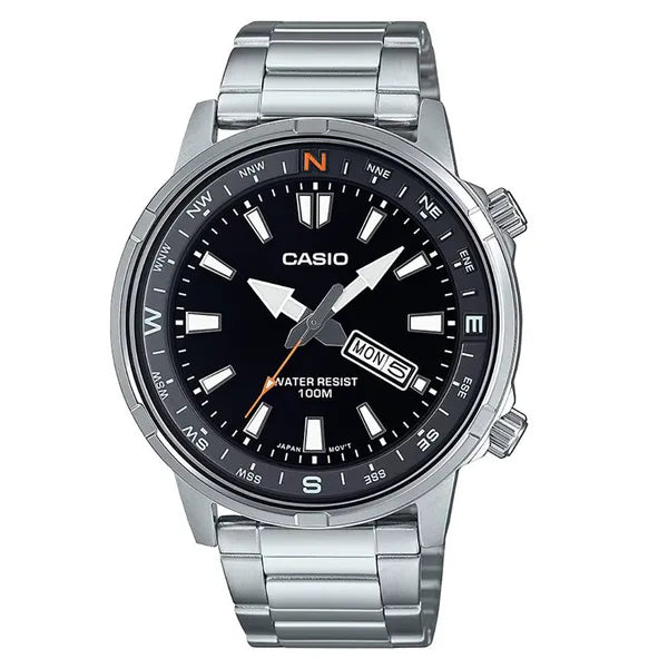 Casio MTD-130D-1A4 férfi karóra, acél szíj, WR100, fekete számlap