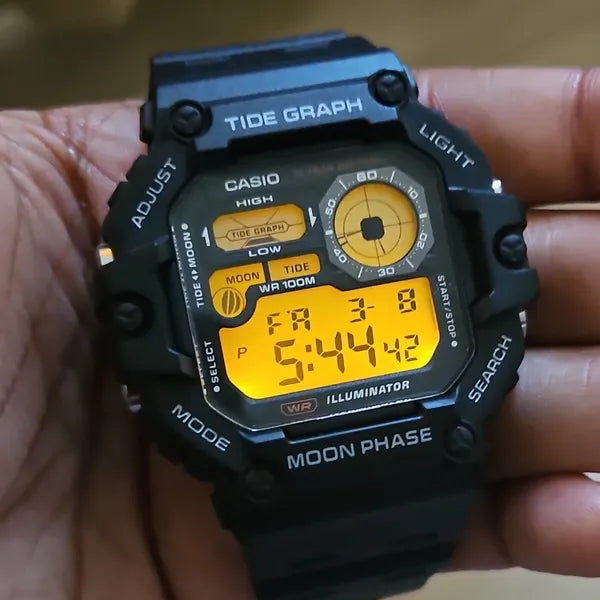 Casio WS-1700H-1AV férfi digitális sportóra holdfázis és árapály, WR100