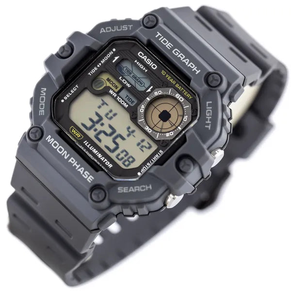 Casio WS-1700H-8AV férfi digitális holdfázis óra, WR100, szürke