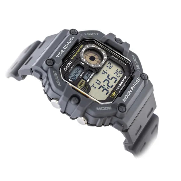 Casio WS-1700H-8AV férfi digitális holdfázis óra, WR100, szürke