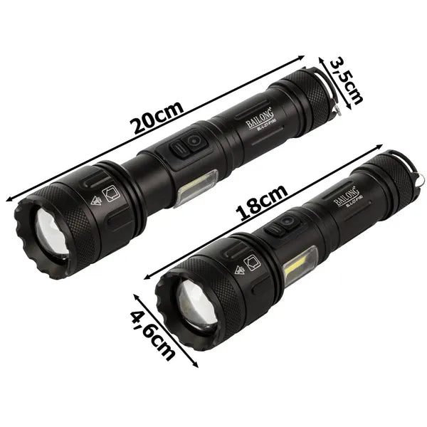 Bailong L-27 taktikai zseblámpa CREE XHP160 LED, zoom, power bank, IPX5