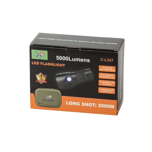 Taktikai zseblámpa CREE XHP90 LED-del, 5000 lm, USB-C, IPX5