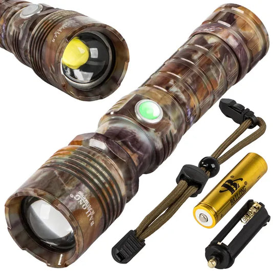 Bailong USB tölthető taktikai zseblámpa CREE XHP160 LED, zoom, 1000 m