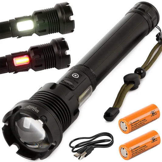 Bailong X-74 taktikai zseblámpa, LED XHP160+COB, 1000 m, powerbank