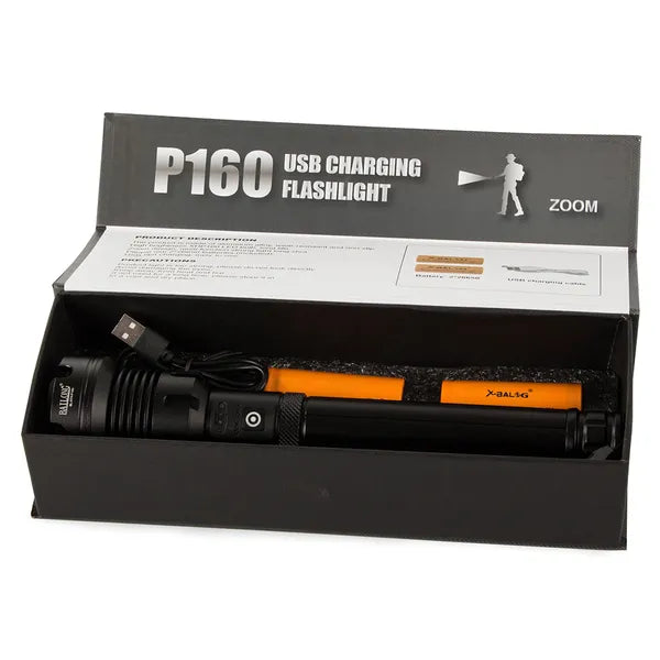 Bailong X-74 taktikai zseblámpa, LED XHP160+COB, 1000 m, powerbank