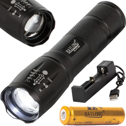 Bailong BL-UV-395 taktikai UV zseblámpa, XM-L2 LED, 300 m, zoom, IPX4