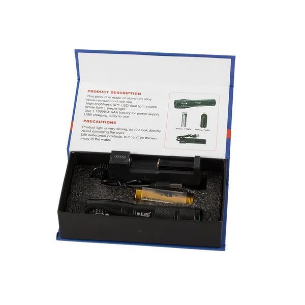 Bailong BL-UV-395 taktikai UV zseblámpa, XM-L2 LED, 300 m, zoom, IPX4