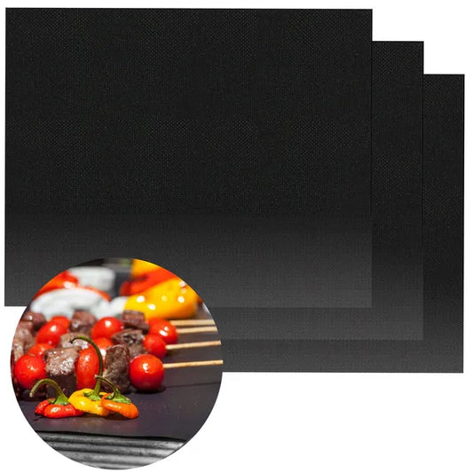 Nemesfekete teflon grill sütőlap 40×33 cm, 3 db, újrahasználható