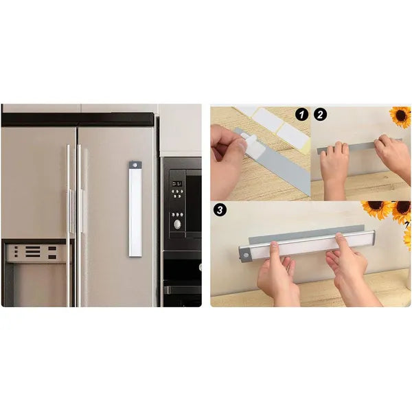 USB mozgás- és fényérzékelős, mágneses LED szekrénylámpa, 23 cm, újratölthető