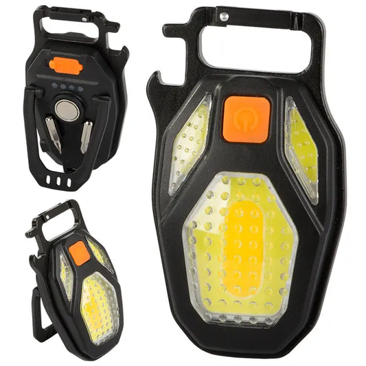 USB-tölthető COB LED kulcstartó lámpa 6 fény­móddal, sörnyitó, mágnes